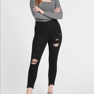 Express Black Ripped mid rise jeans
